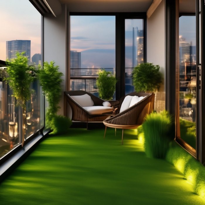 искусственная трава на балконе 